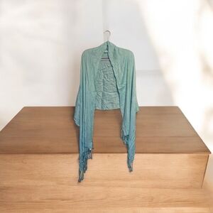 Capelli of New York Mint Green Women's Cape with Fringe